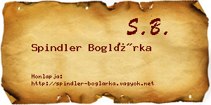 Spindler Boglárka névjegykártya